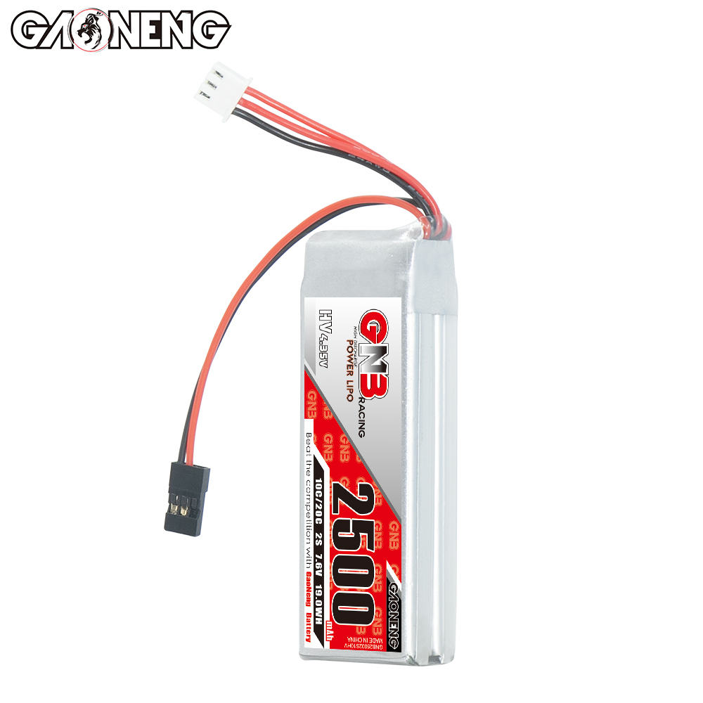 2PCS - GAONENG GNB 2S 7.6V 2500mAh 10C LiPo Battery JR for TX RX Servo Nitro Car