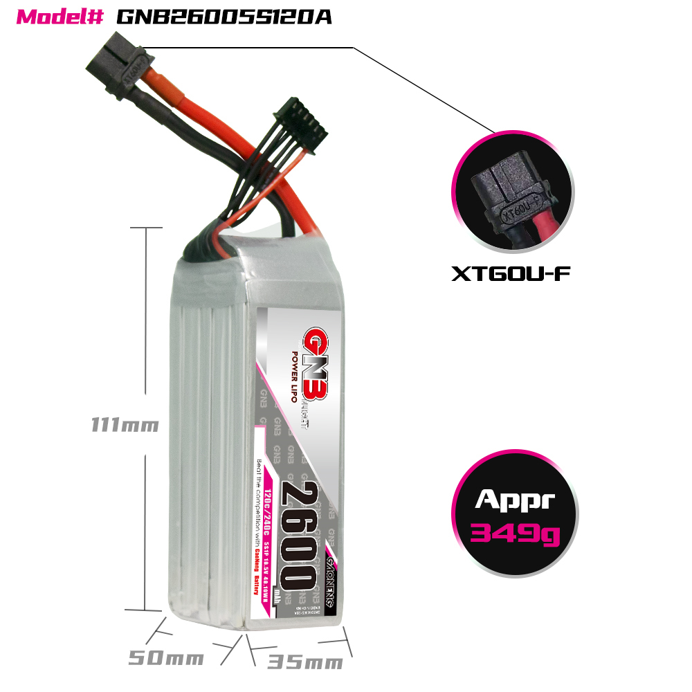 GAONENG GNB 5S 18.5V 2600mAh 120C XT60 LiPo Battery
