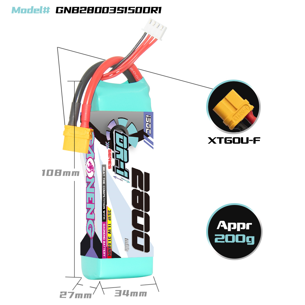 GAONENG GNB DR-1 Series 3S 11.1V 2800mAh 150C LiPo Battery XT60