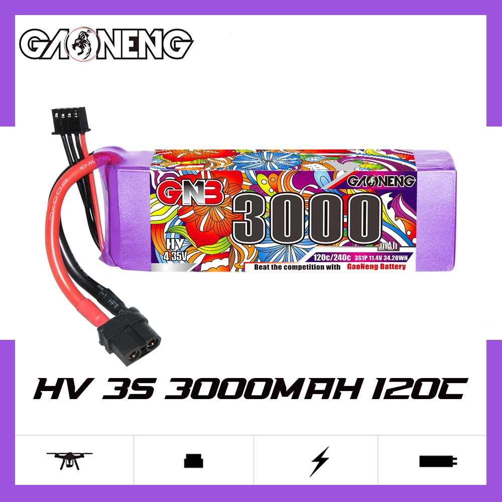 GAONENG GNB LiHV 3S 11.4V 3000mAh 120C XT60 LiPo Battery