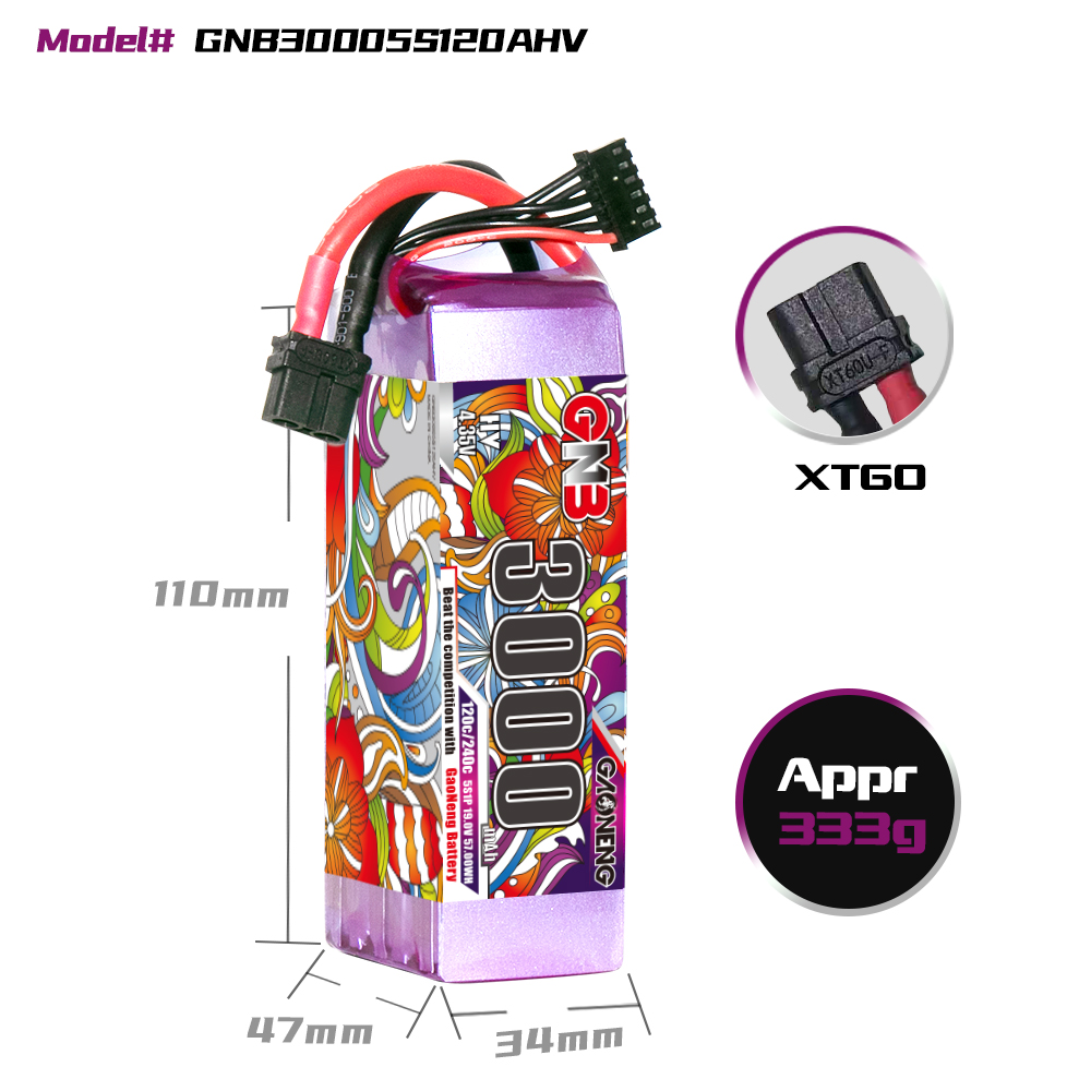 GAONENG GNB LiHV 5S 19V 3000mAh 120C XT60 LiPo Battery
