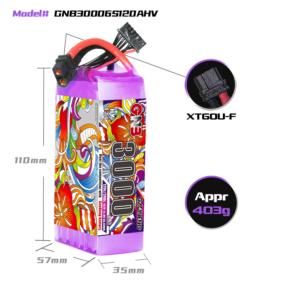 GAONENG GNB LiHV 6S 22.8V 3000mAh 120C XT60 LiPo Battery