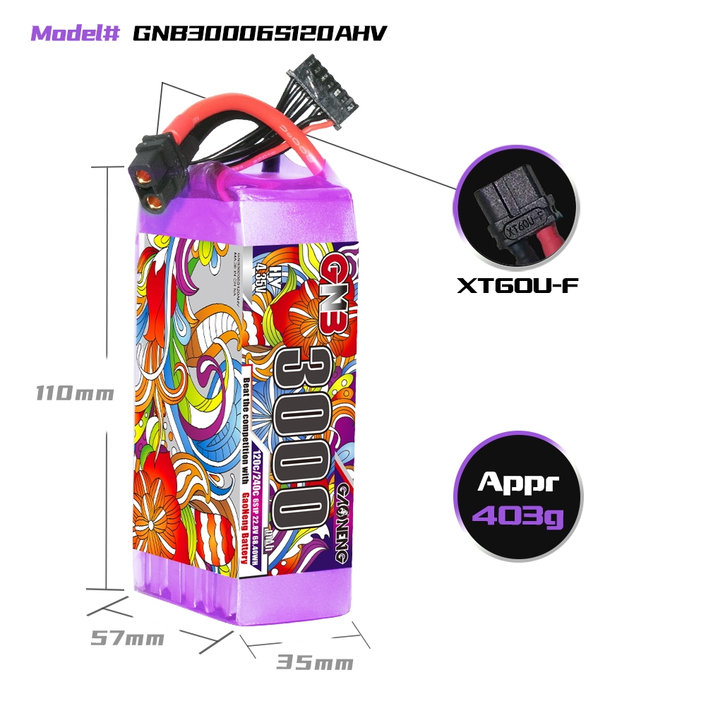 GAONENG GNB LiHV 6S 22.8V 3000mAh 120C XT60 LiPo Battery