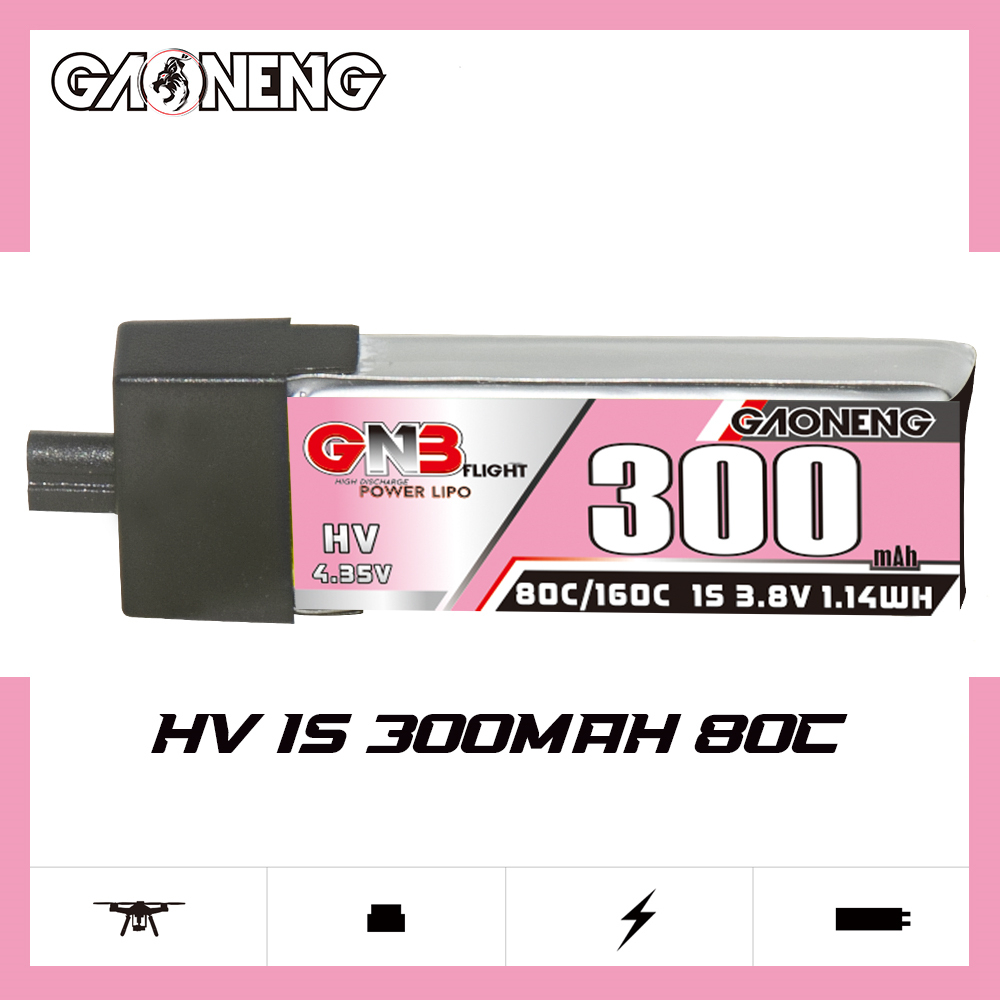 GAONENG GNB LiHV 1S 3.8V 300mAh 80C A30 Plastic Head LiPo Battery