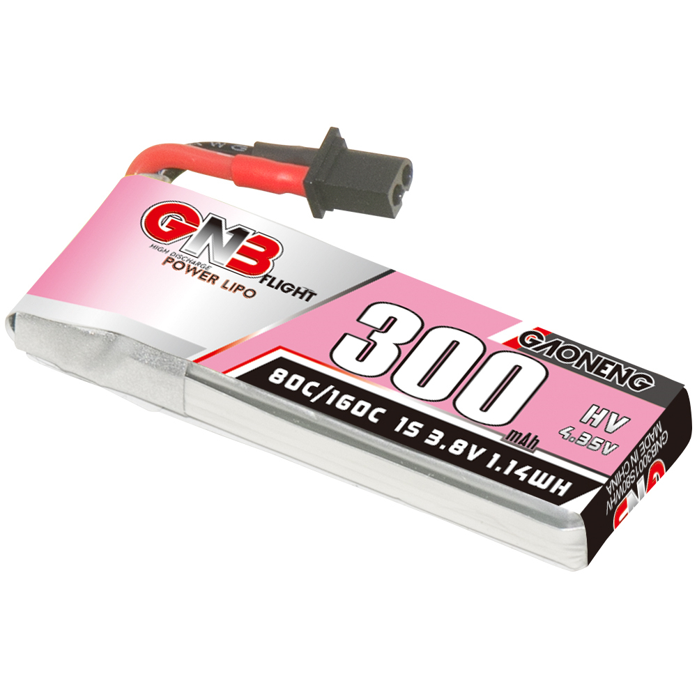GAONENG GNB LiHV 1S 3.8V 300mAh 80C A30 Cabled LiPo Battery