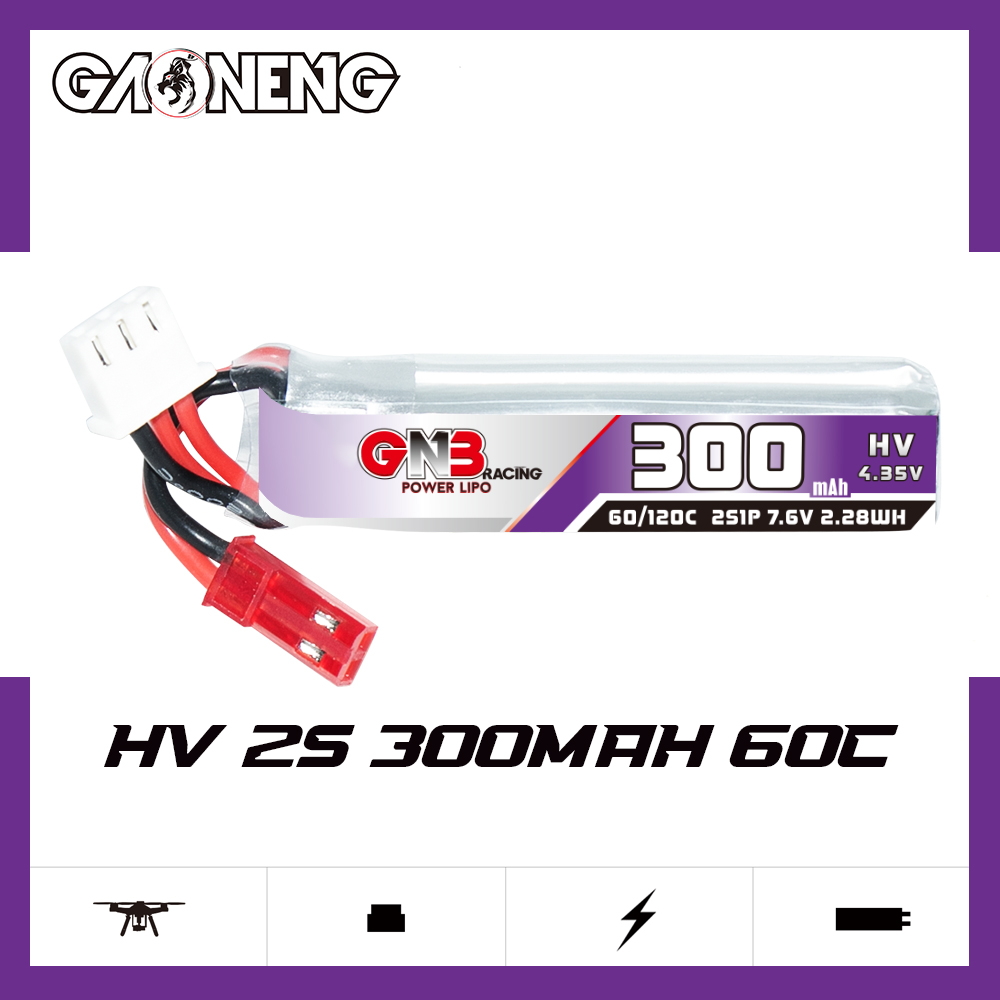 GAONENG GNB LiHV 2S 7.6V 300mAh 60C JST LiPo Battery