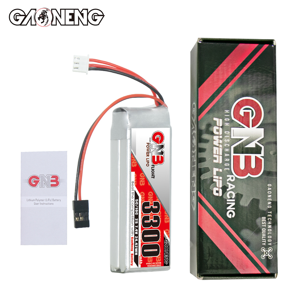 2PCS - GAONENG GNB 2S 7.4V 3300mAh 5C LiPo Battery JR for TX RX 