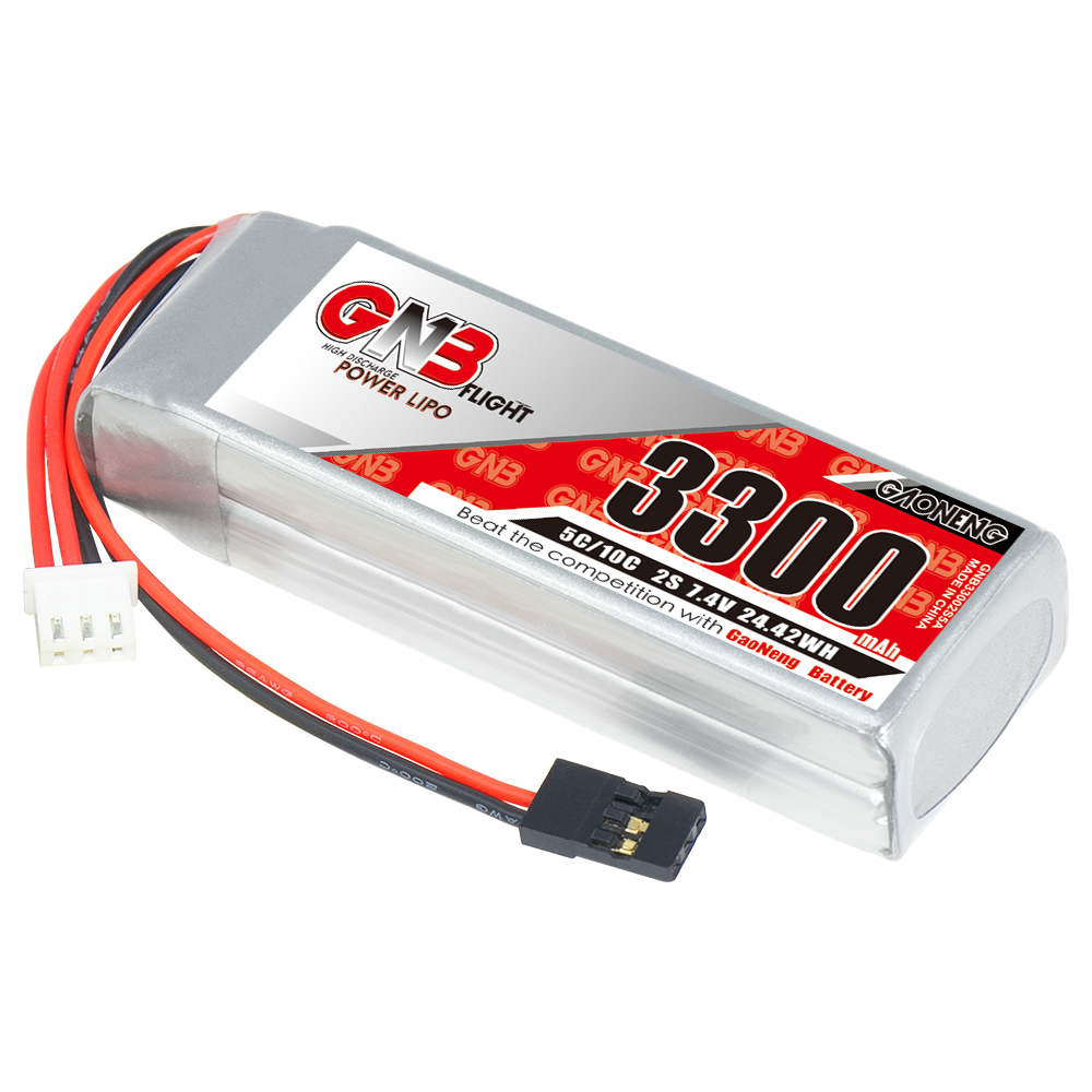 2PCS - GAONENG GNB 2S 7.4V 3300mAh 5C LiPo Battery JR for TX RX 