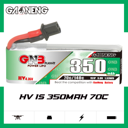 GAONENG GNB LiHV 1S 3.8V 350mAh 70C A30 Cabled LiPo Battery