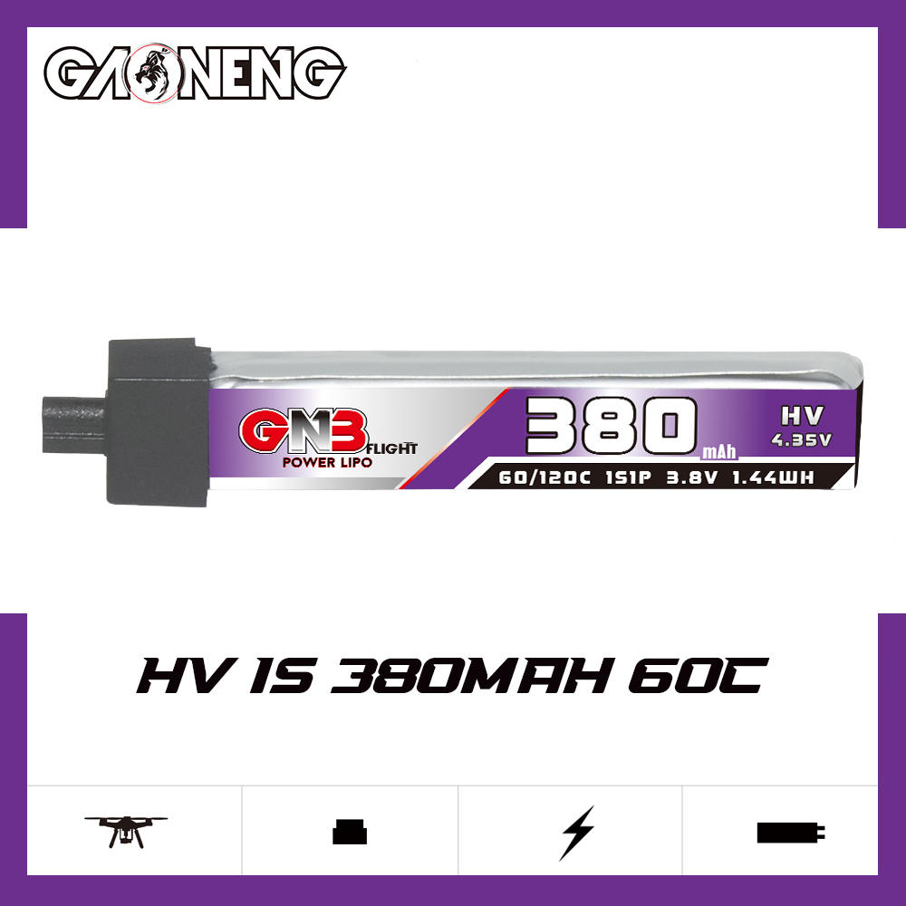 GAONENG GNB LiHV 1S 3.8V 380mAh 60C A30 Plastic Head LiPo Battery