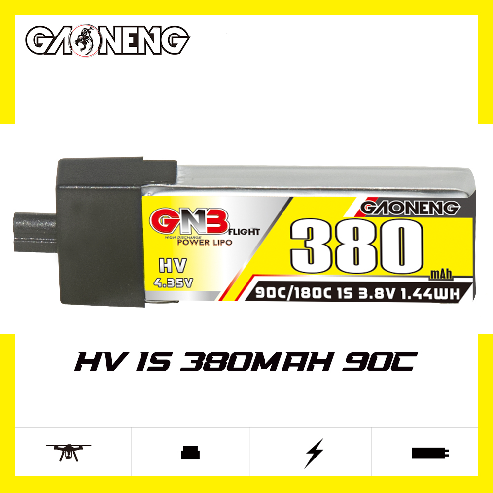 GAONENG GNB LiHV 1S 3.8V 380mAh 90C A30 Plastic Head LiPo Battery