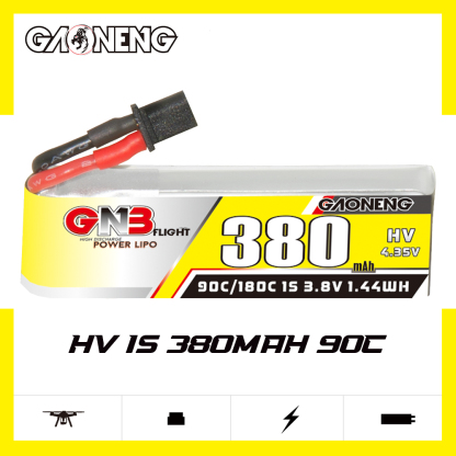 GAONENG GNB LiHV 1S 3.8V 380mAh 90C A30 Cabled LiPo Battery