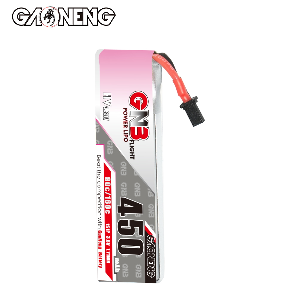 GAONENG GNB LiHV 1S 3.8V 450mAh 80C A30 Cabled LiPo Battery