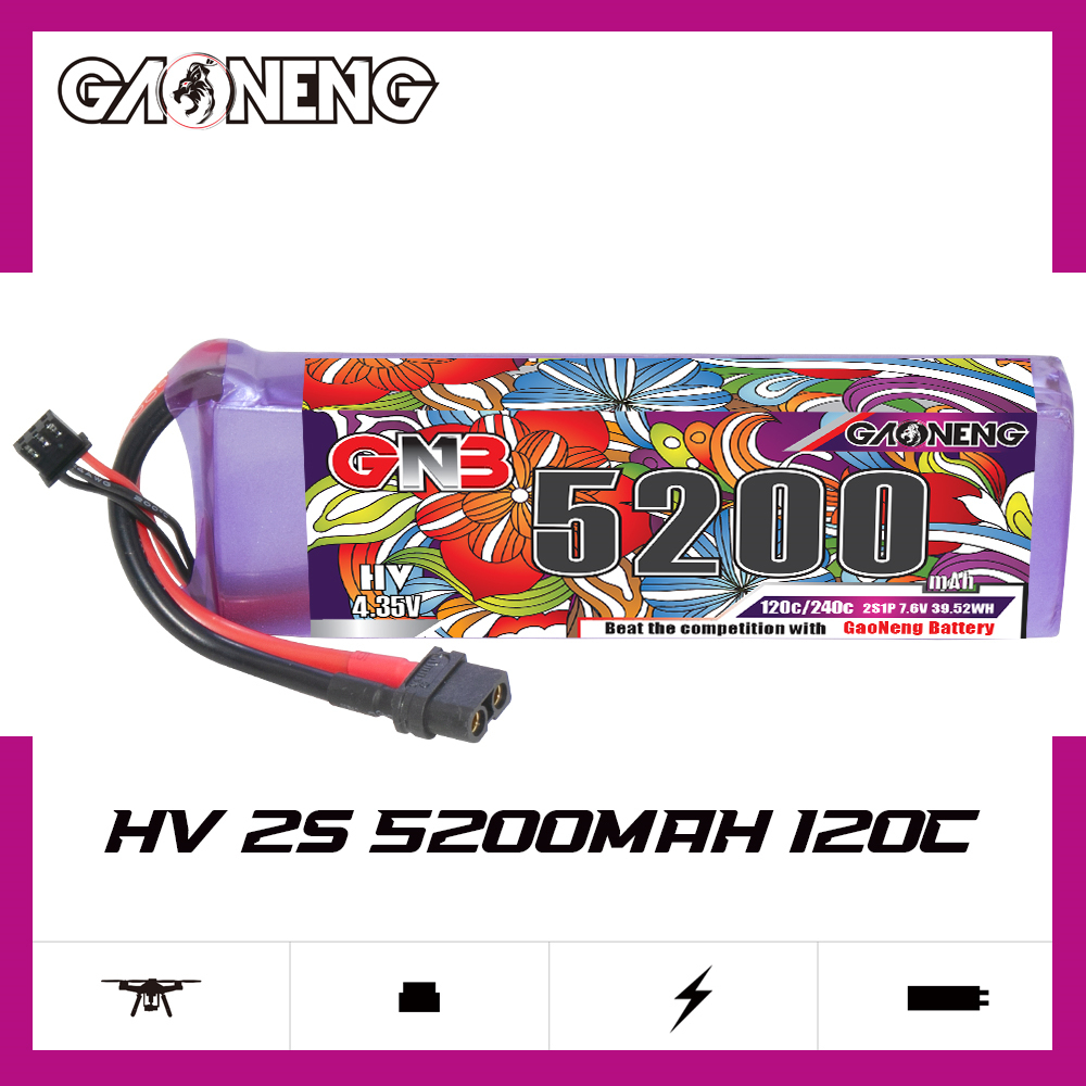 GAONENG GNB LiHV 2S 7.6V 5200mAh 120C LiPo Battery XT60