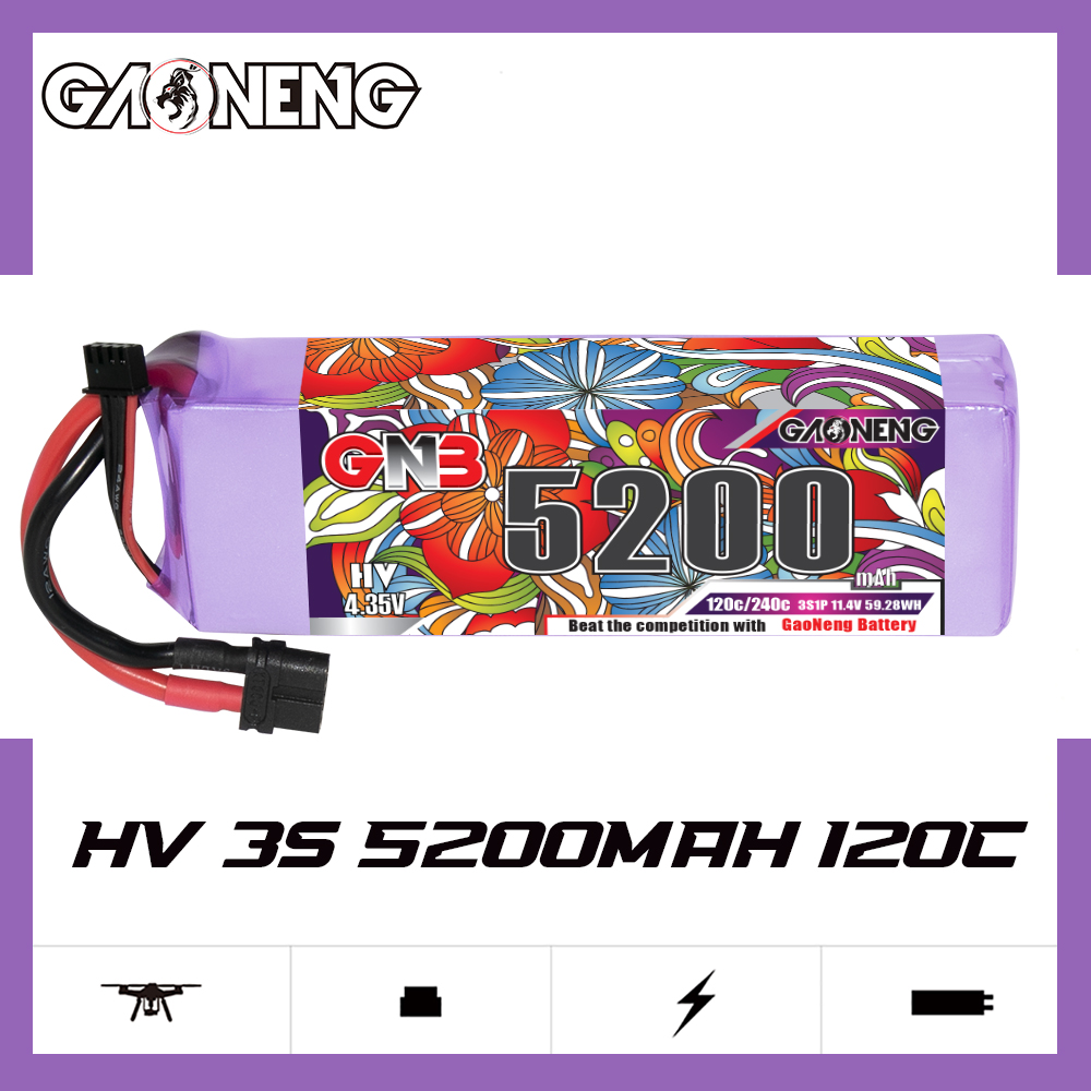 GAONENG GNB LiHV 3S 11.4V 5200mAh 120C LiPo Battery XT60