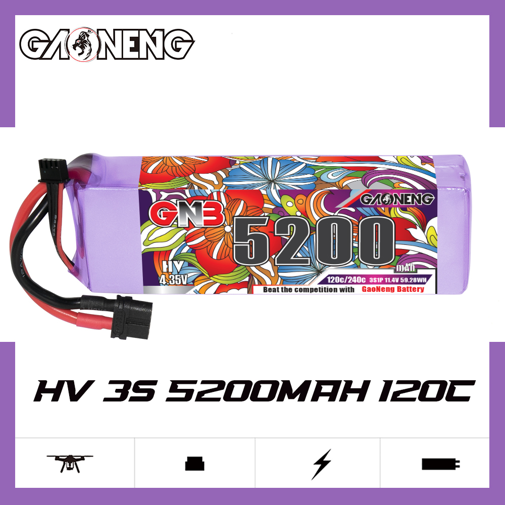 GAONENG GNB LiHV 3S 11.4V 5200mAh 120C LiPo Battery XT60