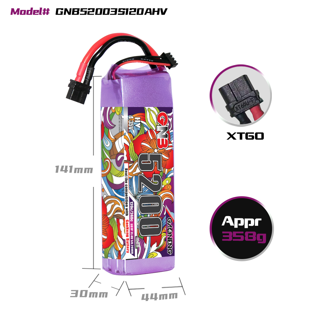 GAONENG GNB LiHV 3S 11.4V 5200mAh 120C LiPo Battery XT60