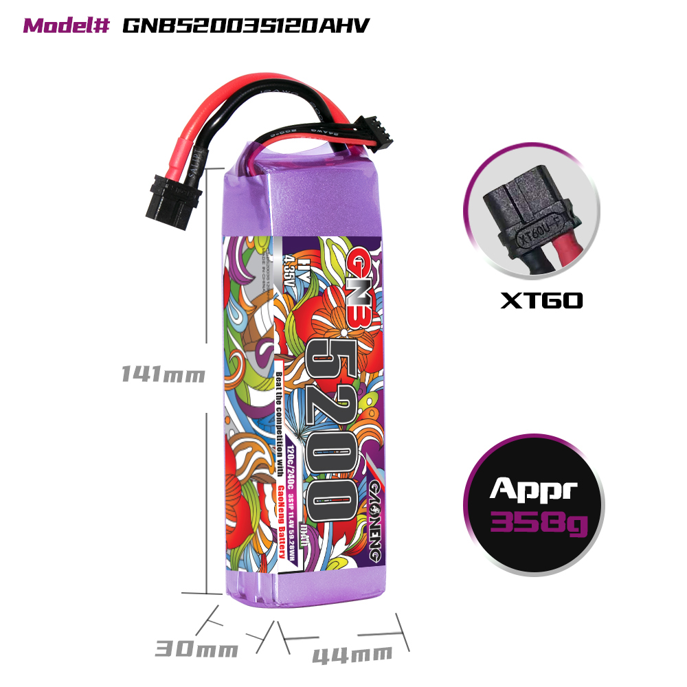 GAONENG GNB LiHV 3S 11.4V 5200mAh 120C LiPo Battery XT60