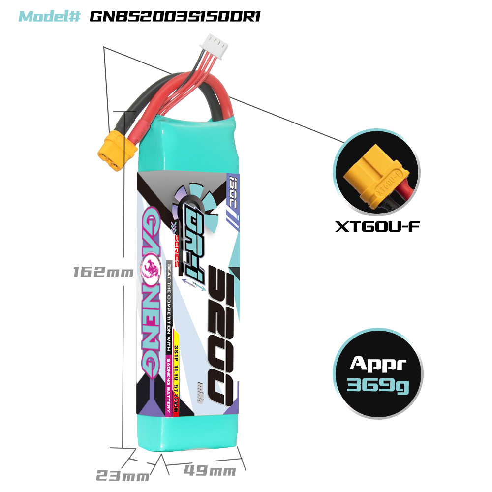 GAONENG GNB DR-1 Series 3S 11.1V 5200mAh 150C LiPo Battery XT60