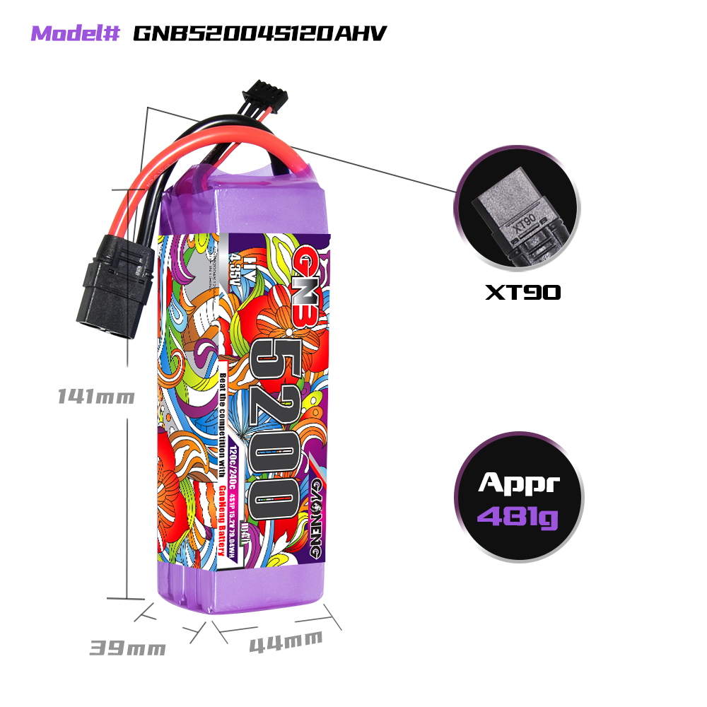 GAONENG GNB LiHV 4S 15.2V 5200mAh 120C LiPo Battery XT90