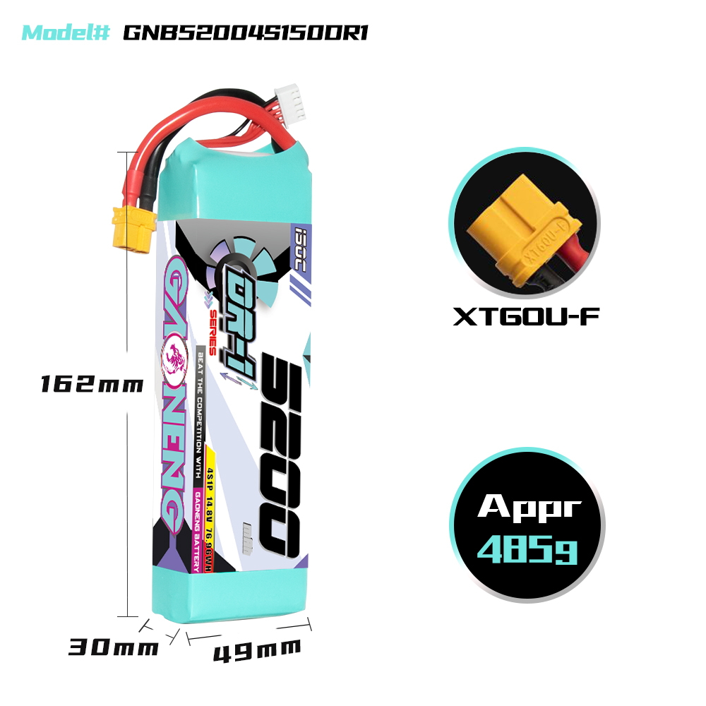 GAONENG GNB DR-1 Series 4S 14.8V 5200mAh 150C LiPo Battery XT60