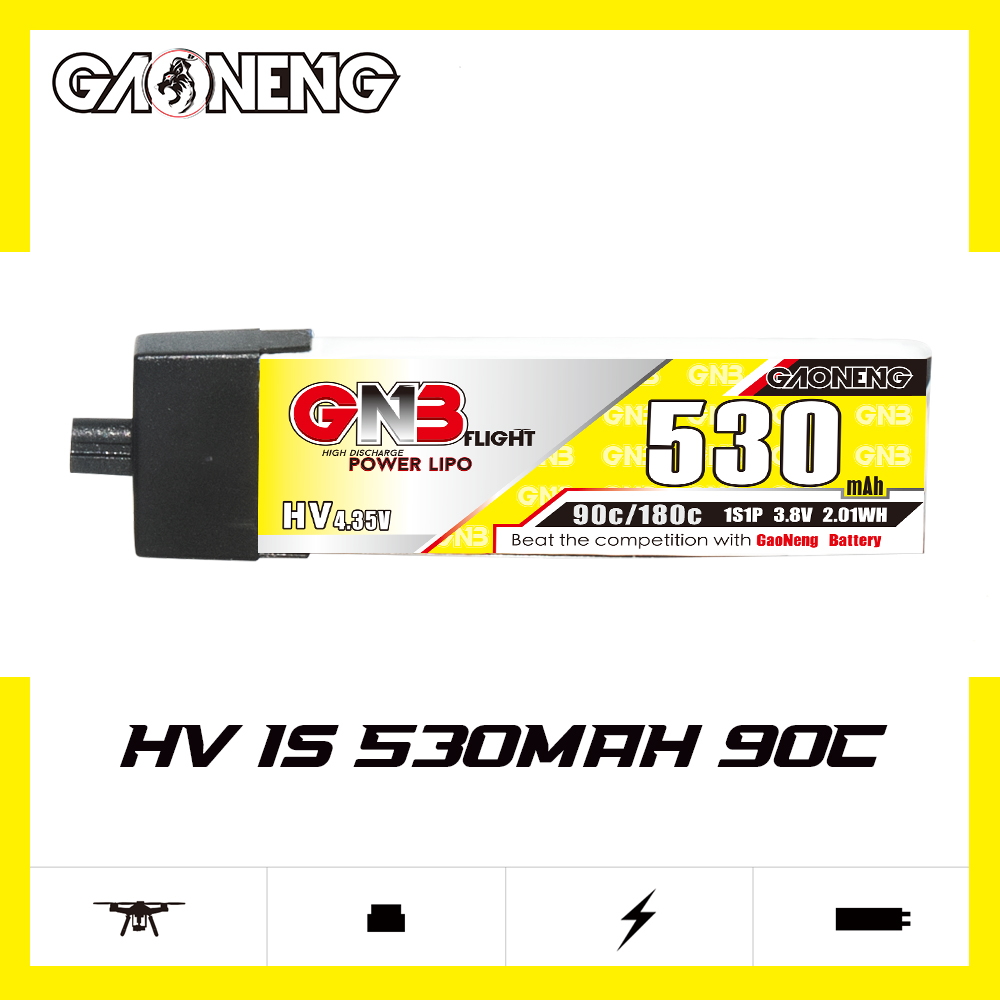 GAONENG GNB LiHV 1S 3.8V 530mAh 90C A30 Plastic Head LiPo Battery