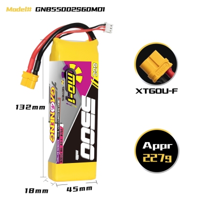 GAONENG GNB MD-1 Series 2S 7.4V 5500mAh 60C LiPo Battery XT60