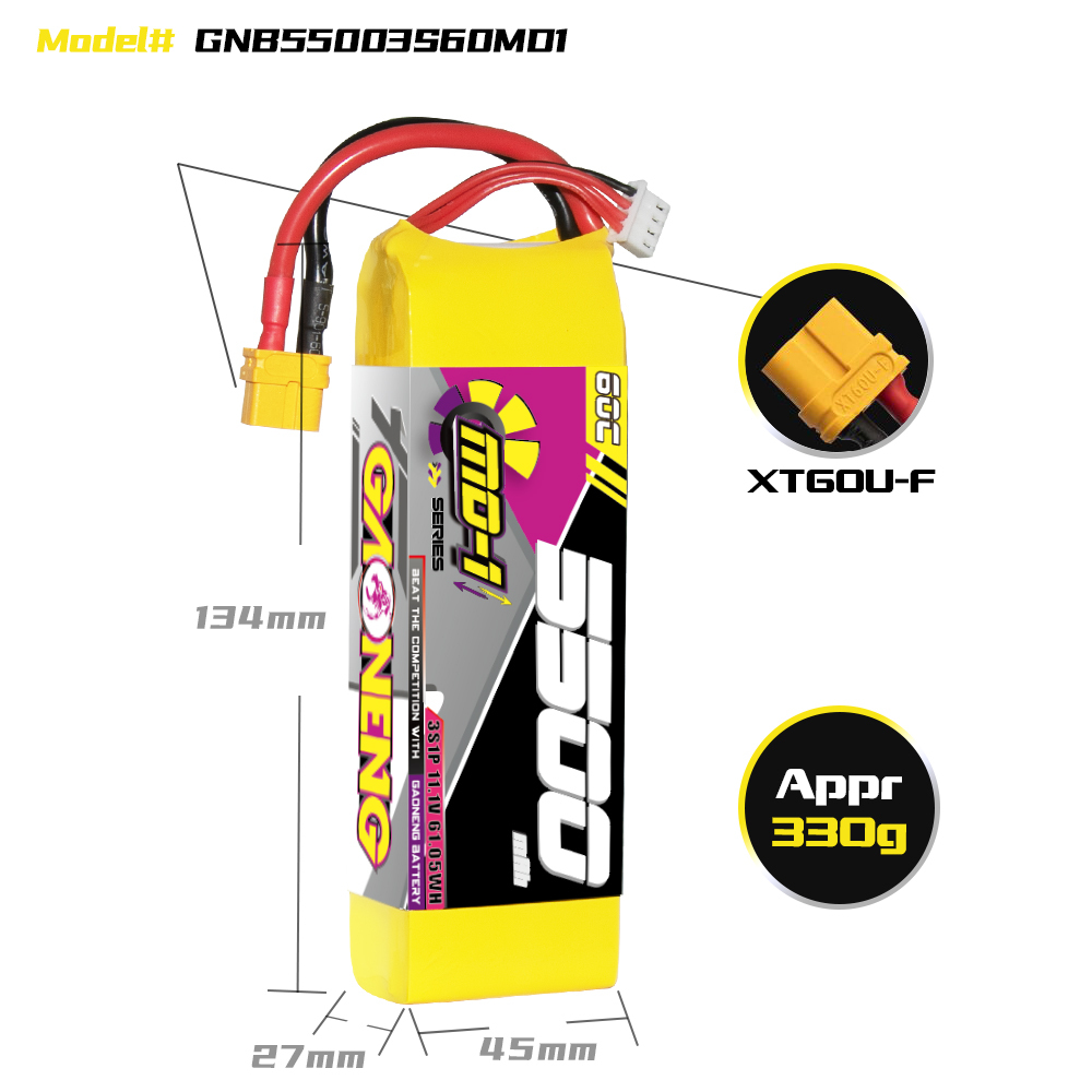 GAONENG GNB MD-1 Series 3S 11.1V 5500mAh 60C LiPo Battery XT60
