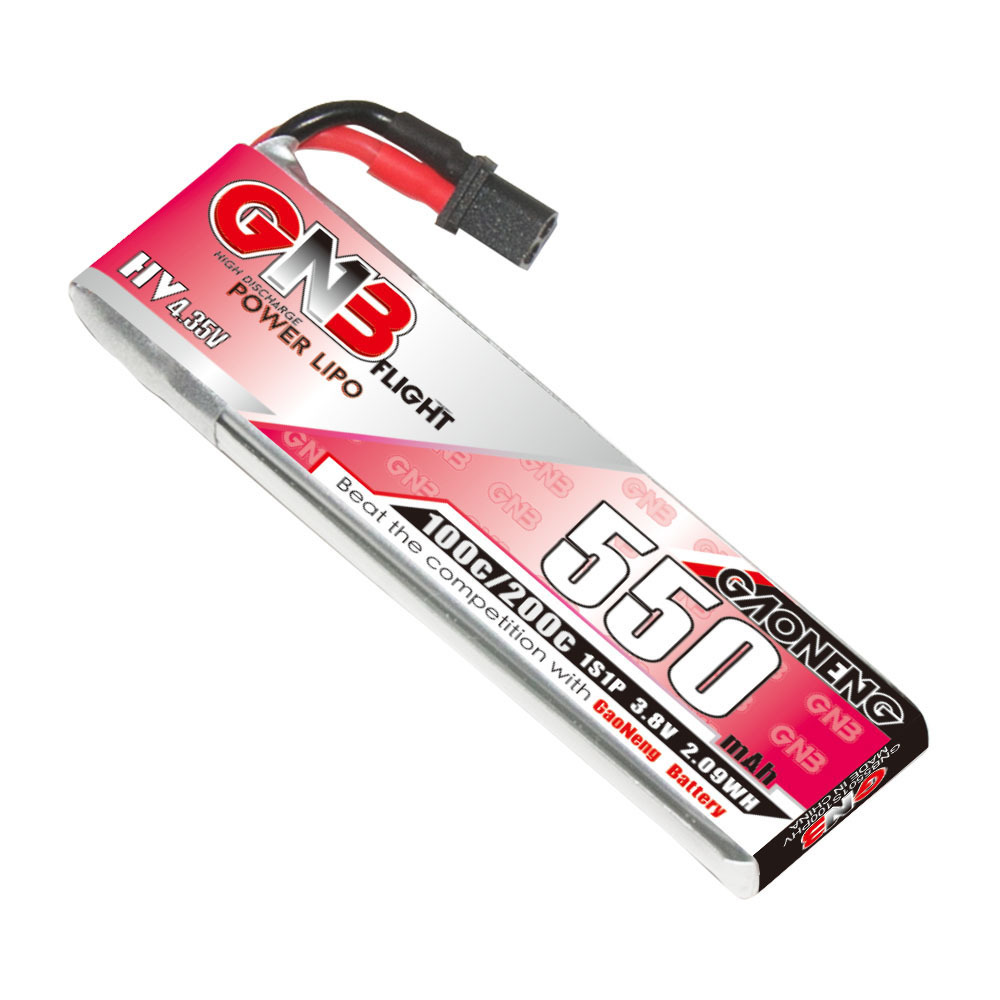 GAONENG GNB LiHV 1S 3.8V 550mAh 100C A30 Cabled LiPo Battery