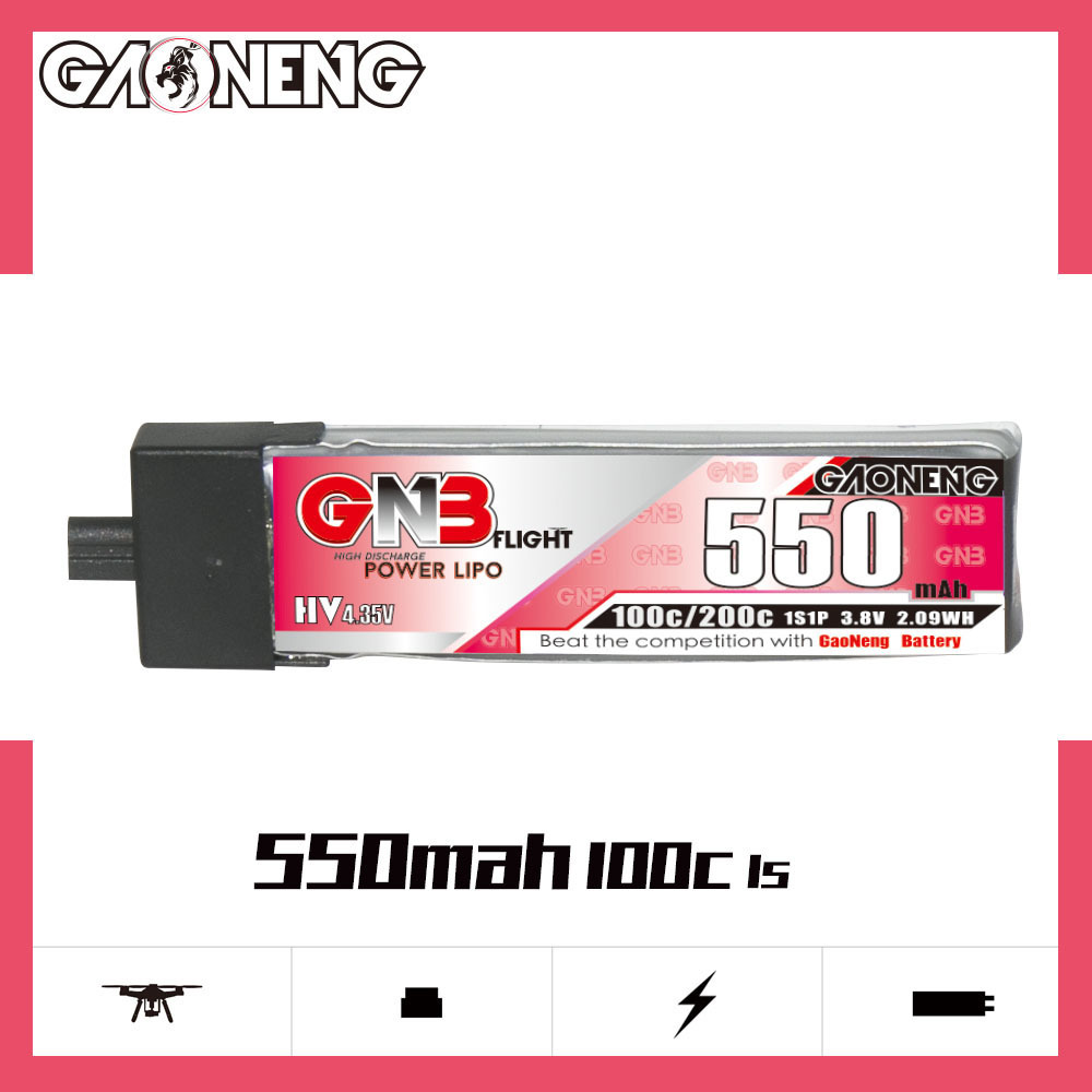 GAONENG GNB LiHV 1S 3.8V 550mAh 100C A30 Plastic Head LiPo Battery