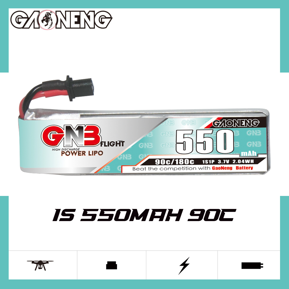 GAONENG GNB 1S 3.7V 550mAh 90C A30 Cabled LiPo Battery Long Type