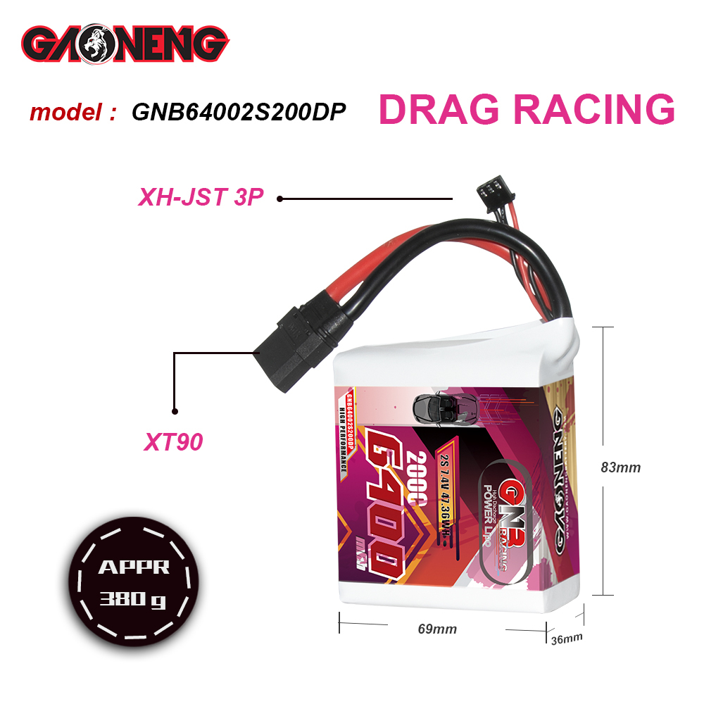 GAONENG GNB 2S 7.4V 6400mAh 200C LiPo Battery XT90