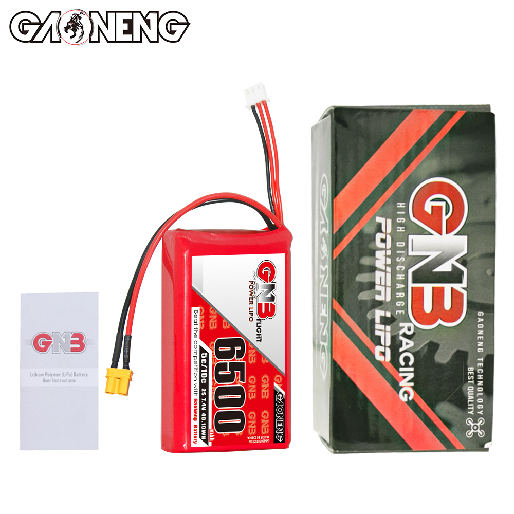2PCS - GAONENG GNB 2S 7.4V 6500mAh 5C LiPo Battery XT30 for Radiomaster Boxer