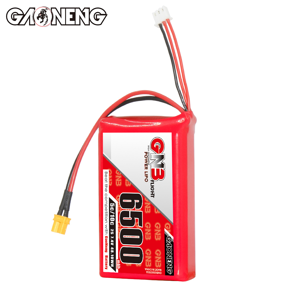2PCS - GAONENG GNB 2S 7.4V 6500mAh 5C LiPo Battery XT30 for Radiomaster Boxer