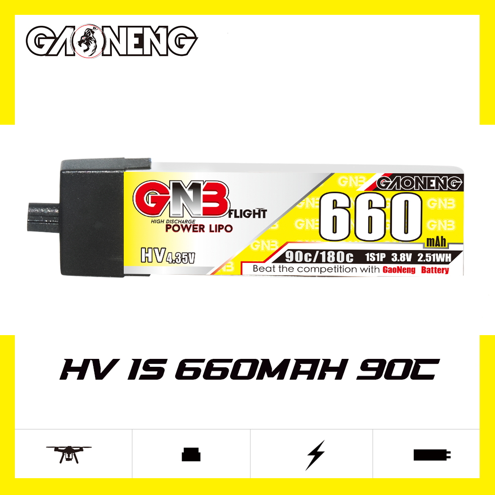 GAONENG GNB LiHV 1S 3.8V 660mAh 90C A30 Plastic Head LiPo Battery