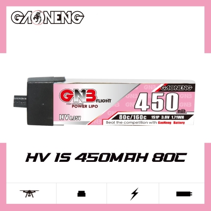 GAONENG GNB LiHV 1S 3.8V 450mAh 80C A30 Plastic Head LiPo Battery