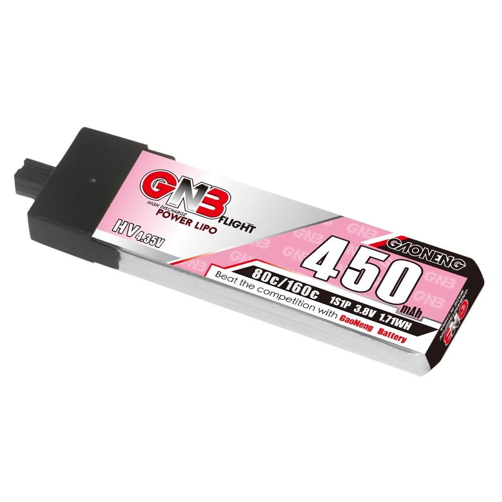 GAONENG GNB LiHV 1S 3.8V 450mAh 80C A30 Plastic Head LiPo Battery
