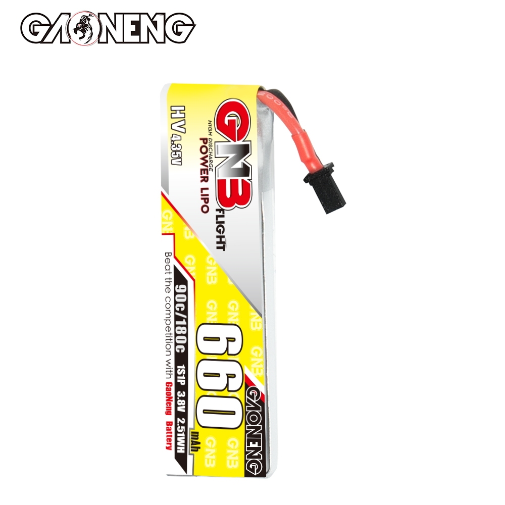 GAONENG GNB LiHV 1S 3.8V 660mAh 90C A30 Cabled LiPo Battery