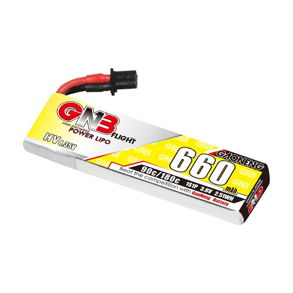 GAONENG GNB LiHV 1S 3.8V 660mAh 90C A30 Cabled LiPo Battery
