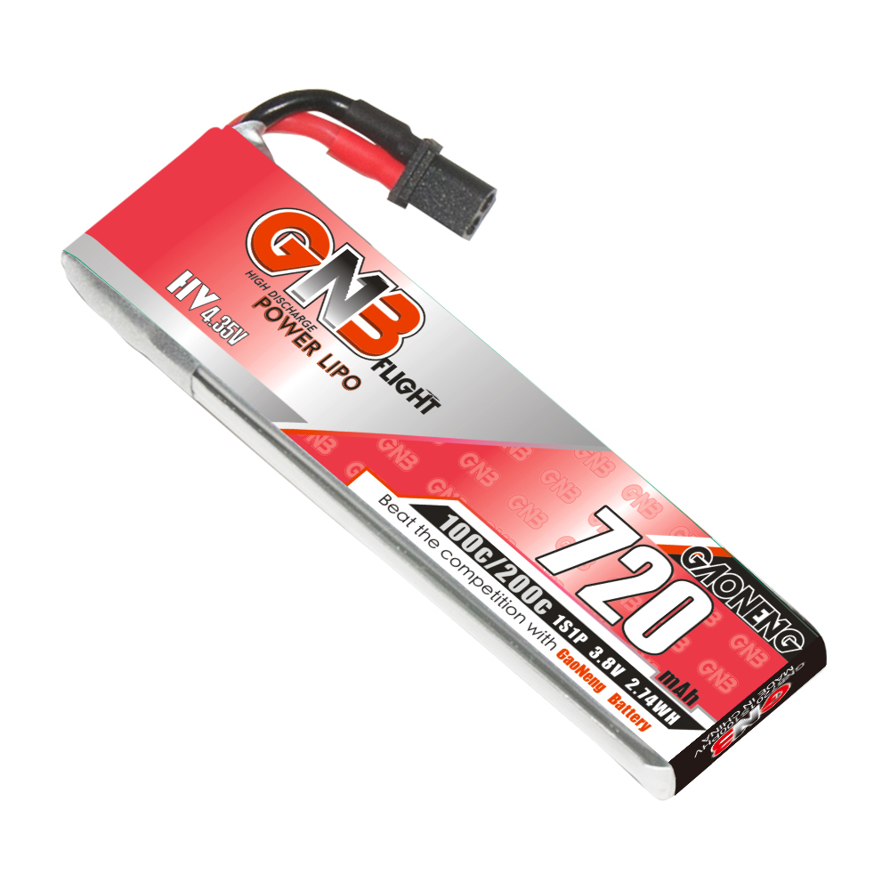 GAONENG GNB LiHV 1S 3.8V 720mAh 100C A30 Cabled LiPo Battery