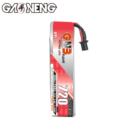 GAONENG GNB LiHV 1S 3.8V 720mAh 100C A30 Cabled LiPo Battery