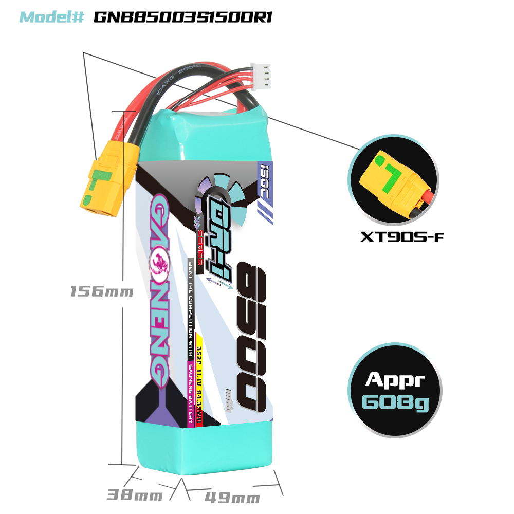 GAONENG GNB DR-1 Series 3S 14.8V 8500mAh 150C LiPo Battery XT90S Anti Spark