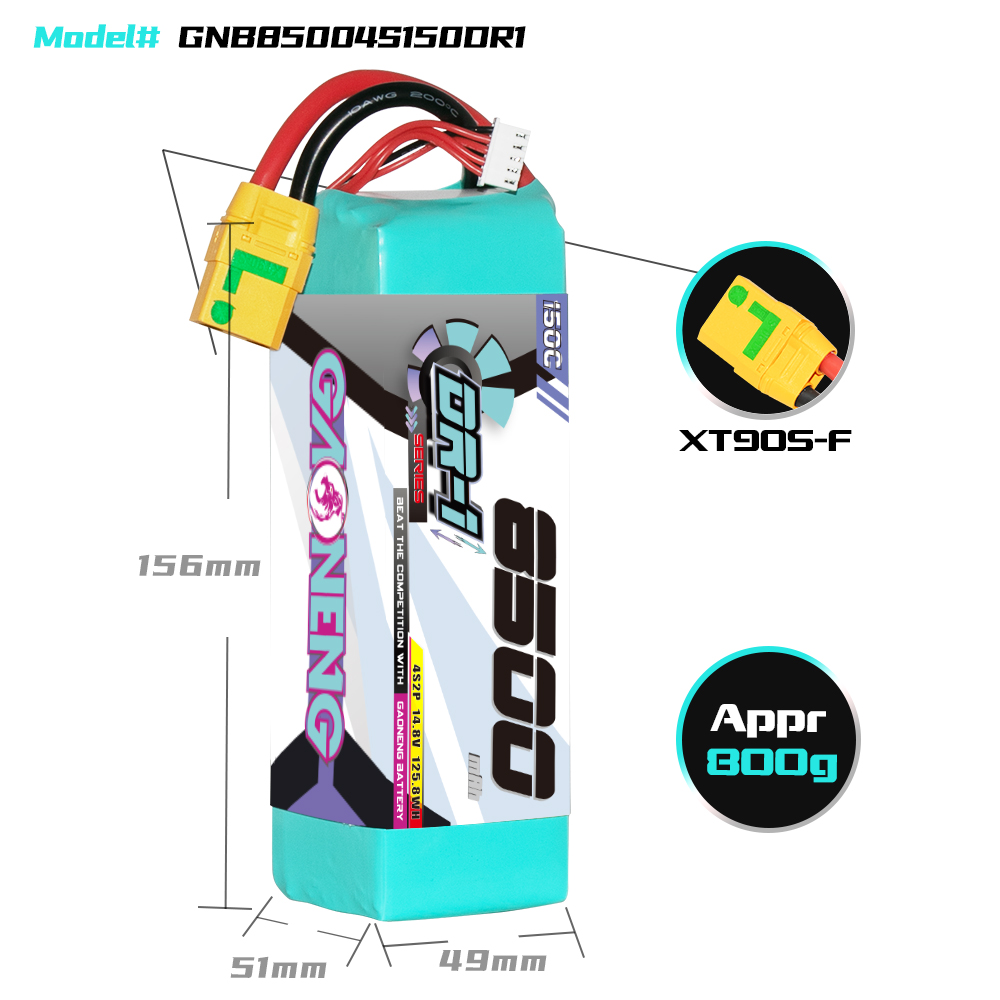 GAONENG GNB DR-1 Series 4S 14.8V 8500mAh 150C LiPo Battery XT90S Anti Spark