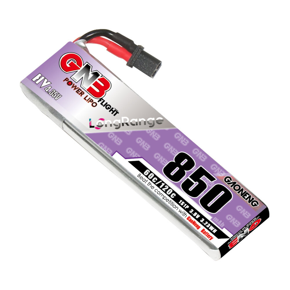 GAONENG GNB LiHV 1S 3.8V 850mAh 60C A30 Cabled LiPo Battery Long Range