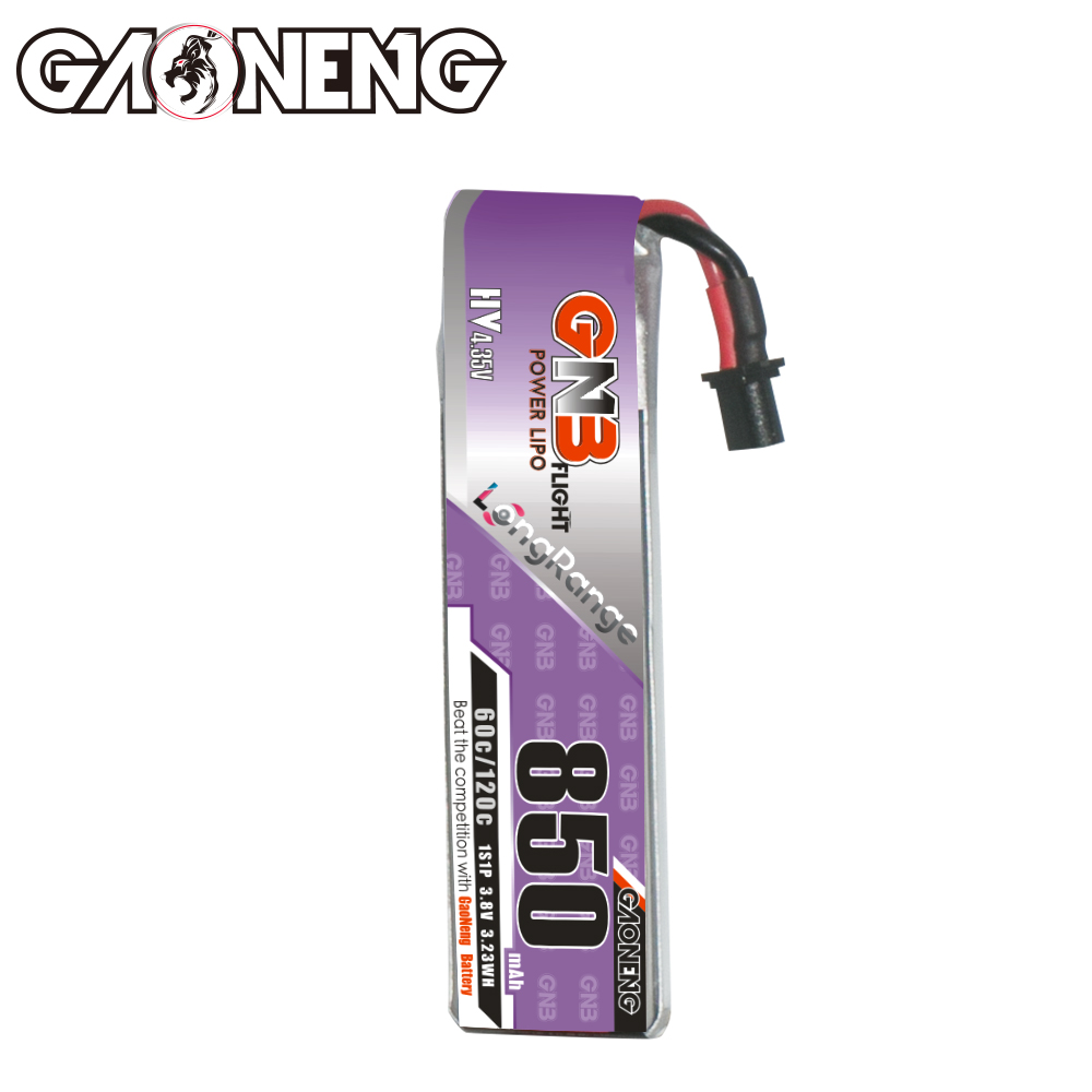 GAONENG GNB LiHV 1S 3.8V 850mAh 60C A30 Cabled LiPo Battery Long Range