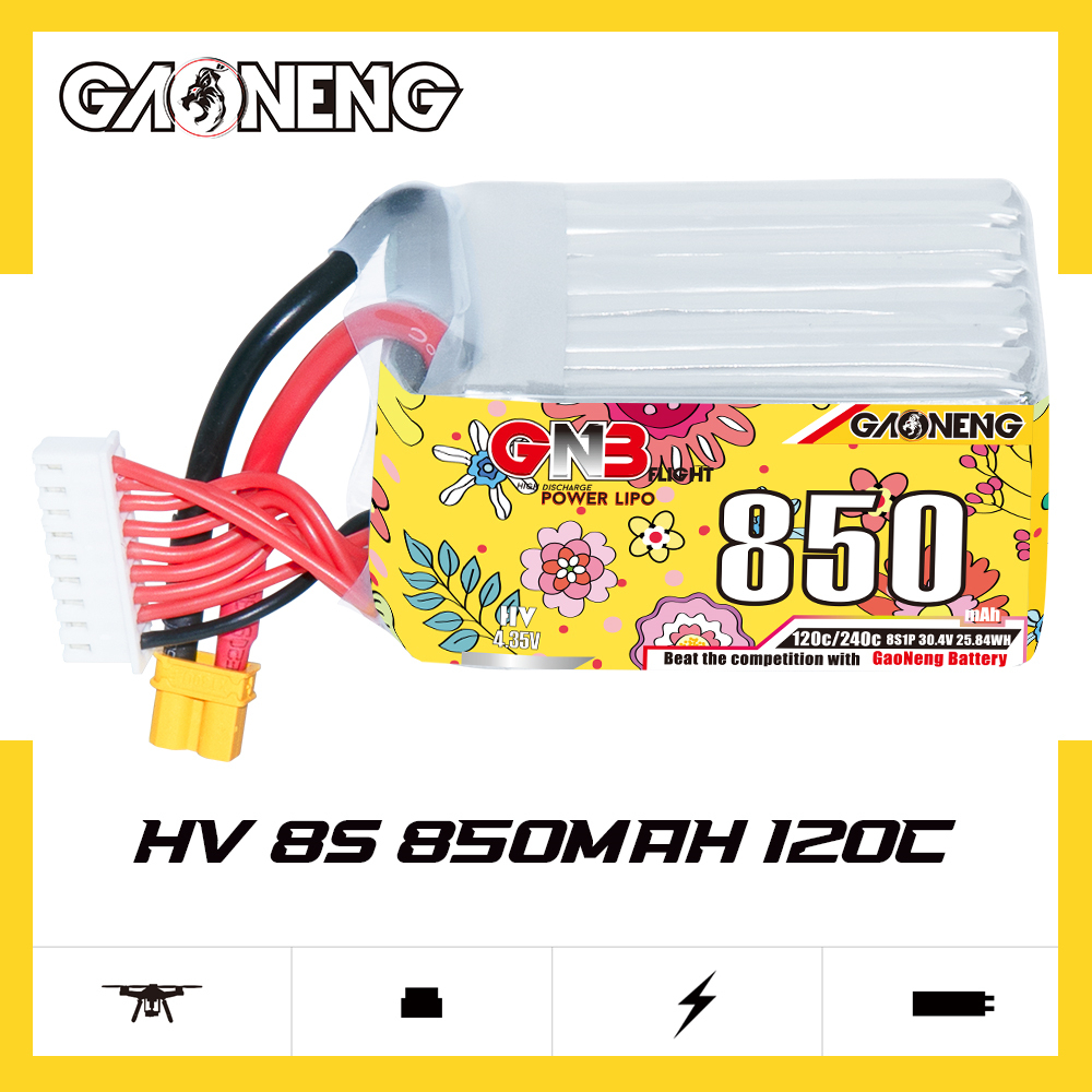 GAONENG GNB LiHV 8S 30.4V 850mAh 120C XT30 Connector LiPo Battery