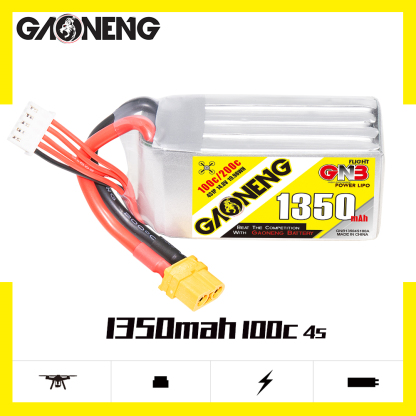 2PCS - GAONENG GNB 4S 14.8V 1350mAh 100C XT60 LiPo Battery