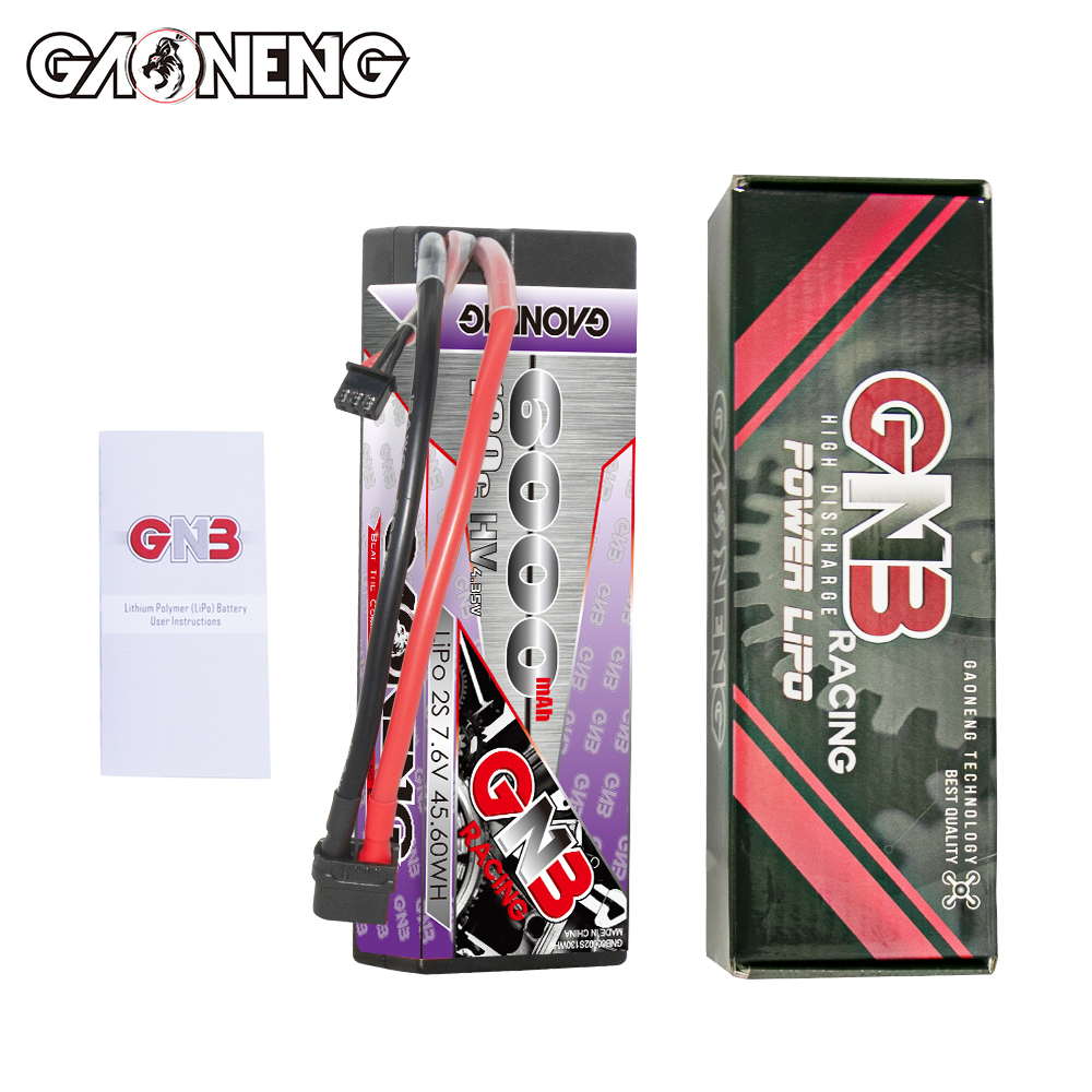 1PC - GAONENG GNB LiHV 2S 7.6V 6000mAh 130C Cabled Hard Case LiPo Battery XT60