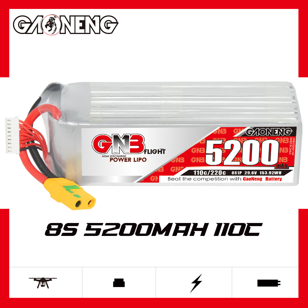 GAONENG GNB 8S 29.6V 5200mAh 110C LiPo Battery XT90S Anti Spark