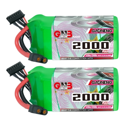 2PCS - GAONENG GNB 6S 22.2V 2000mAh 120C XT60 LiPo Battery
